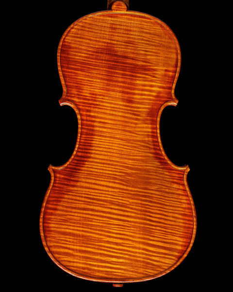 A "Daniel Cloutier" Violin with a One-Piece Curly Maple Back Plate.